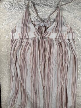 O'Neill Saltwater solids  Striped Sleeveless V-Neck Tank — White and Dusty Rose